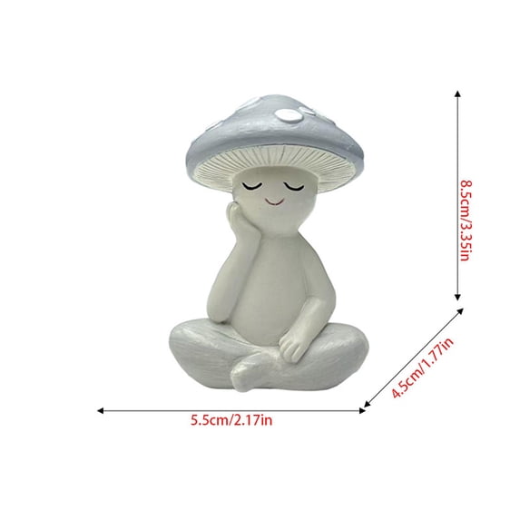Meditation Mushroom Resin Statue - Cute Statue for Desk Living Room Resin Figurine for Home Patio Office Tabletop Garden Backyard Decor C