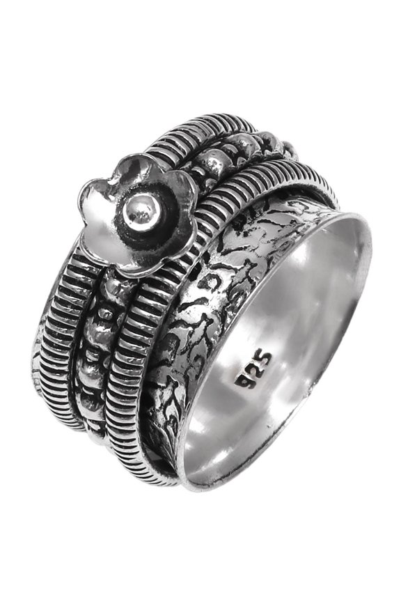 Meditation Rings,Anxiety Rings Gemstone Unisex 925 Silver Jewelry Rings "6.5"