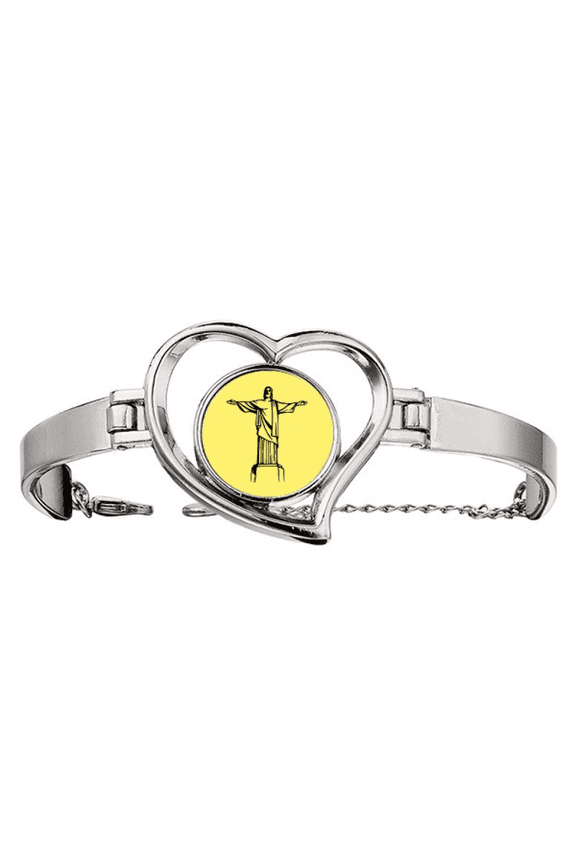Meditation Savior Faith Merciful Portrait Bracelet Heart Jewelry Wire Bangle