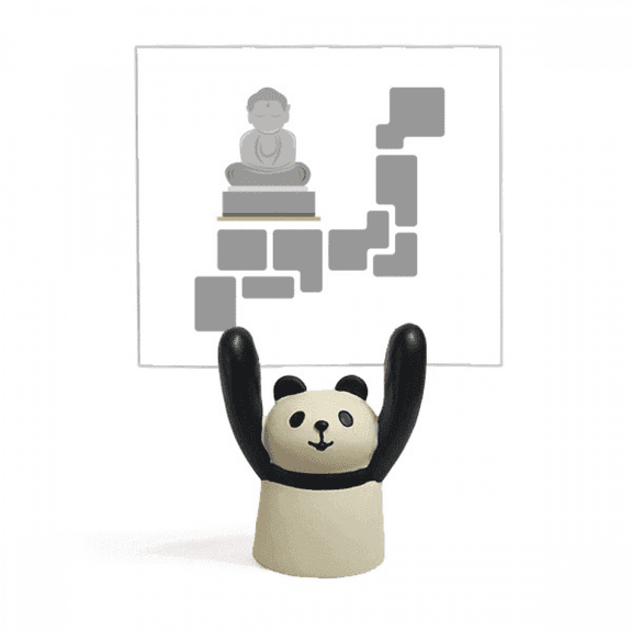 Meditation Sitting Posture Sculpture Memo Holder Cartoon Animal Panda Stand Decoration