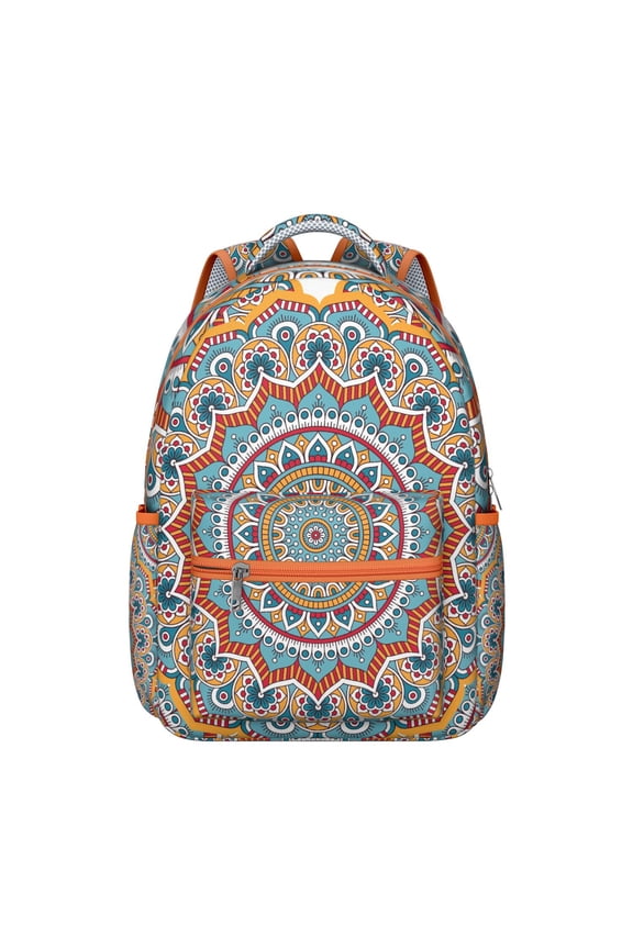 Meditation Space Students Backpack Comfortable, Wear-Resistant School Bag with Mandala Ornament Pattern and Spiritual Emotional Balance Design