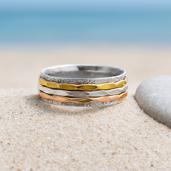 Meditation Spinning Ring 925 Sterling Silver Brass Copper Fidget Spinner Band Jewelry for Unisex & Adult