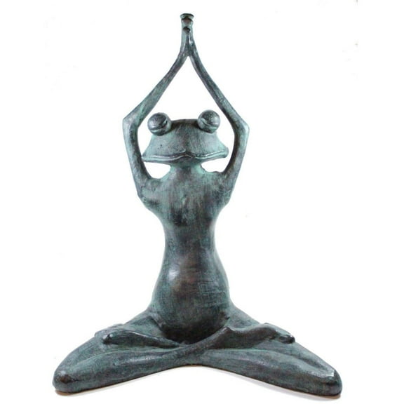 Meditation Yoga Frog - Green Metal Meditation Yoga Frog Garden Sculpture