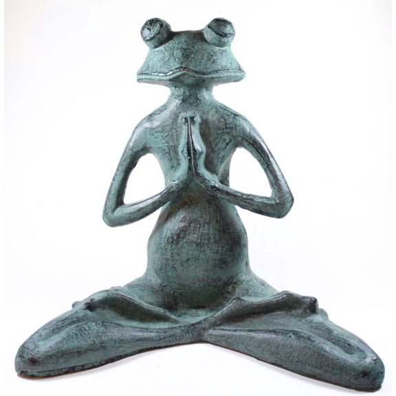 Meditation Yoga Frog - Green Metal Meditation Yoga Frog Garden Sculpture