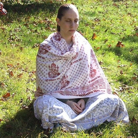 Meditation Yoga Prayer Shawl - Ganesh - White Large
