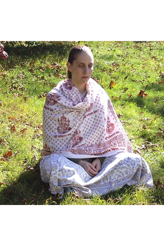 Meditation Yoga Prayer Shawl - Ganesh - White Large
