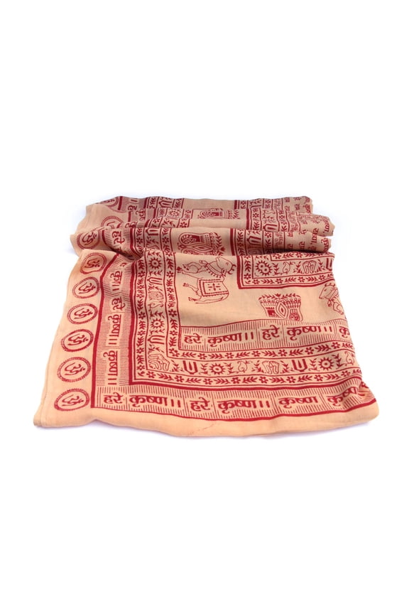Meditation Yoga Prayer Shawl - Maha Mantra - Peach Large