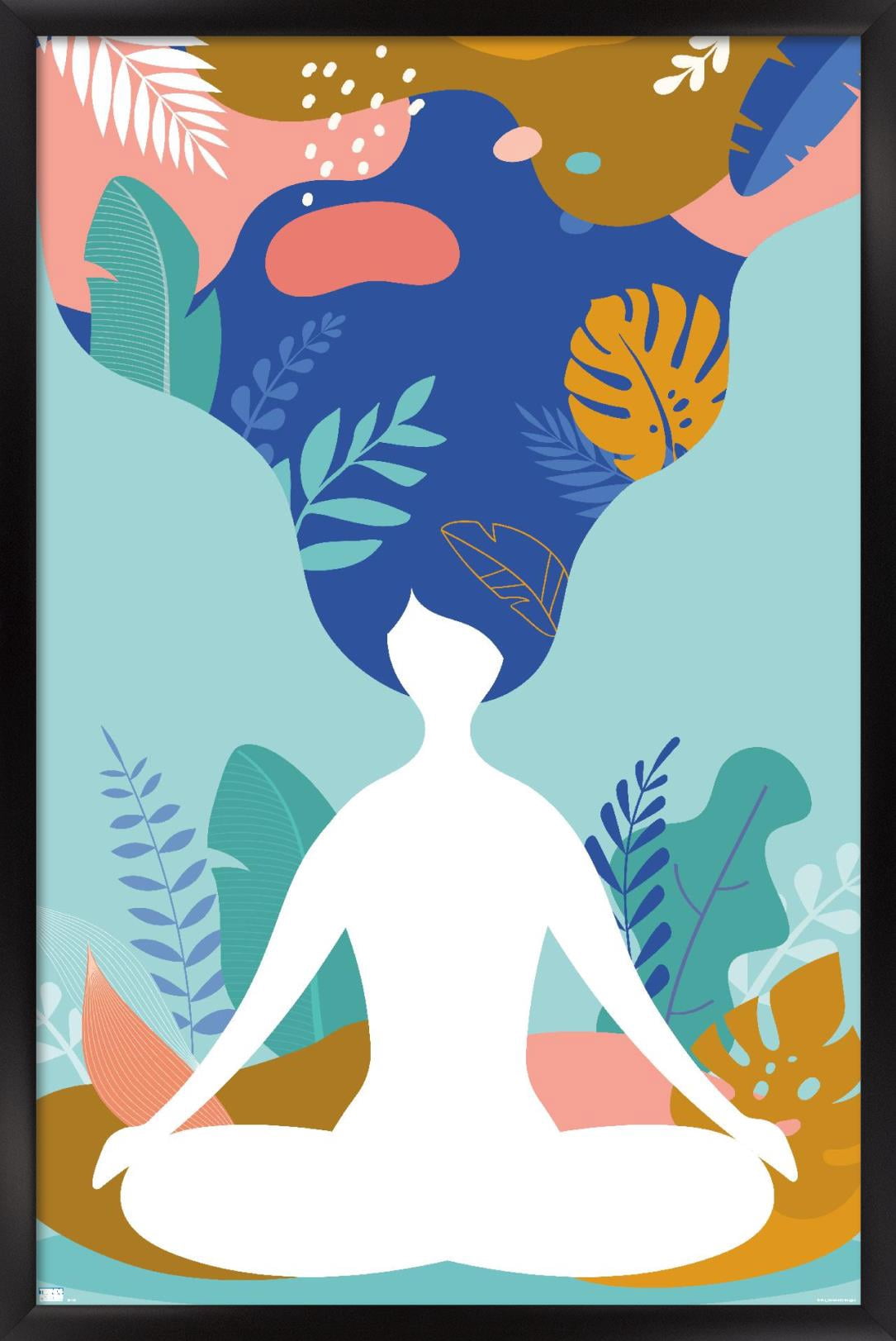 Meditation and Mindfulness Wall Poster, 22.375" x 34", Framed