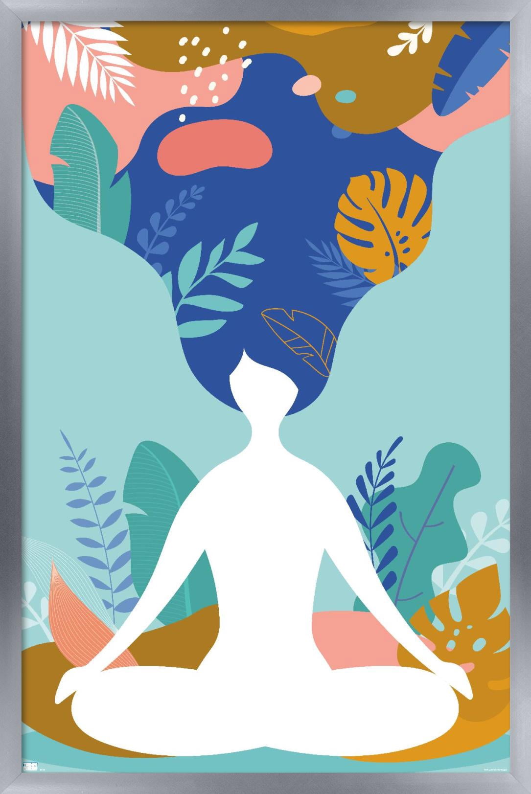 Meditation and Mindfulness Wall Poster, 22.375" x 34", Framed