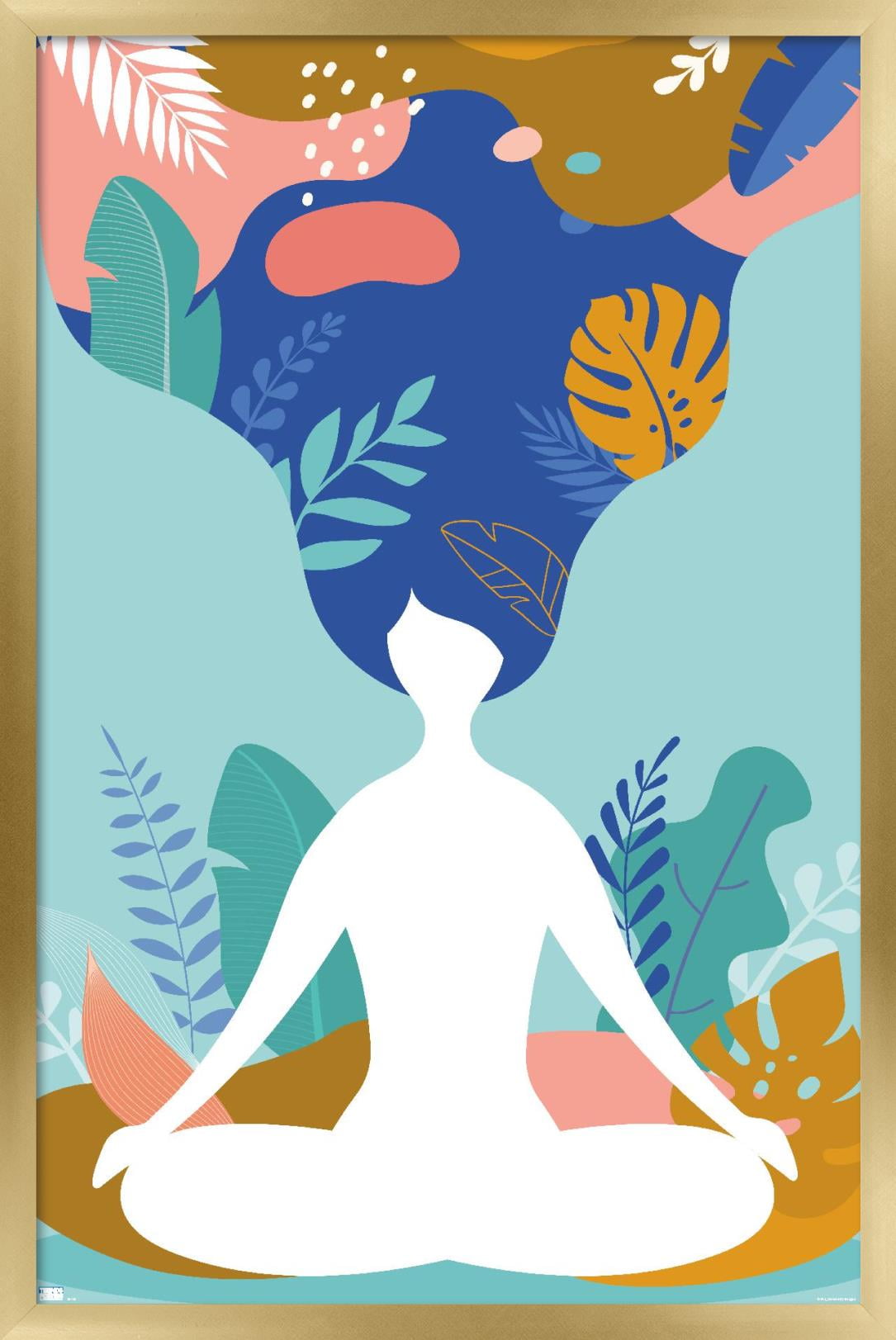 Meditation and Mindfulness Wall Poster, 22.375" x 34", Framed