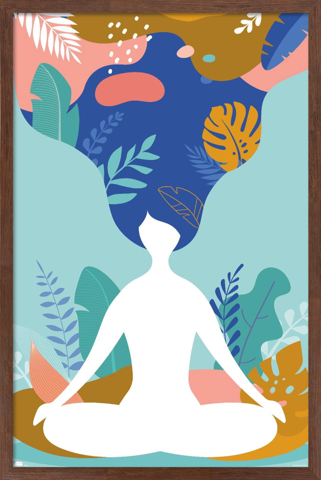 Meditation and Mindfulness Wall Poster, 22.375" x 34", Framed