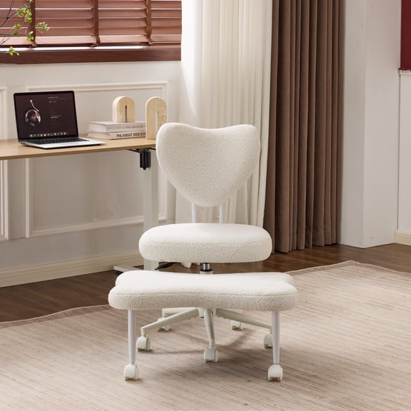 Meditation chair, an ergonomic cross-legged seating chair with lumbar support and a height-adjustable seat cushion, ideal for people engaged in high-intensity office work. Beige