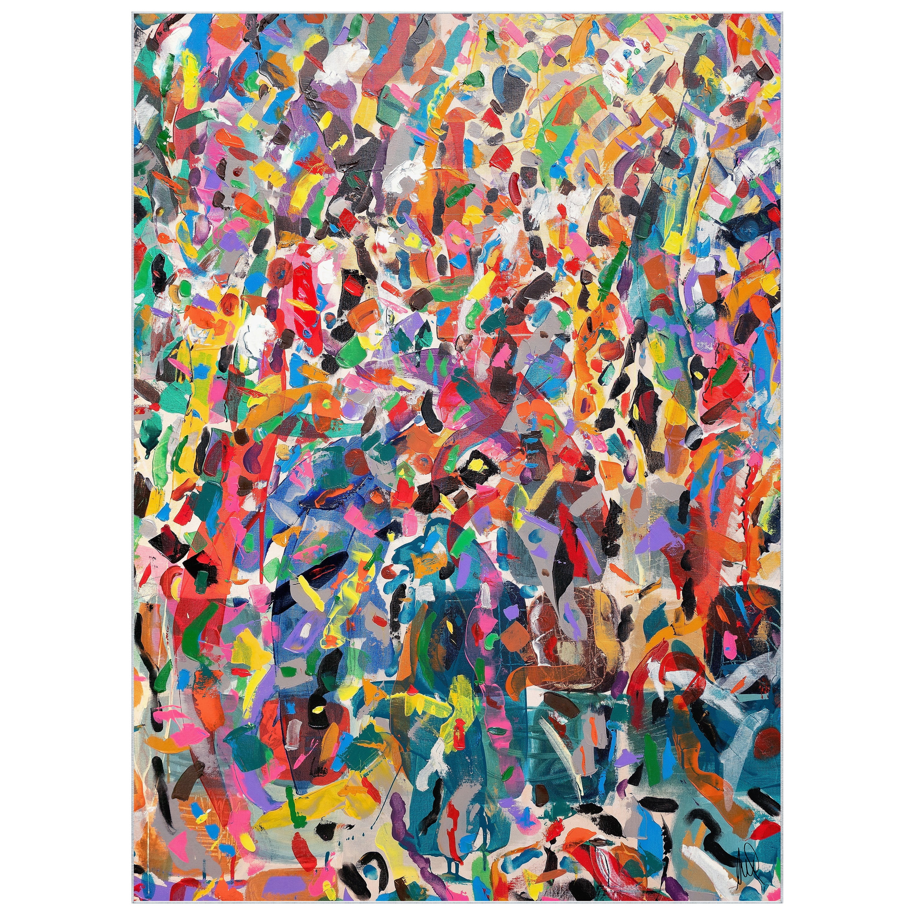 Meditations No. I Washable Colorful Abstract Art Area Rug size 8'x10', Power-loomed, Heavenly Softness with Non-Slipping Backing