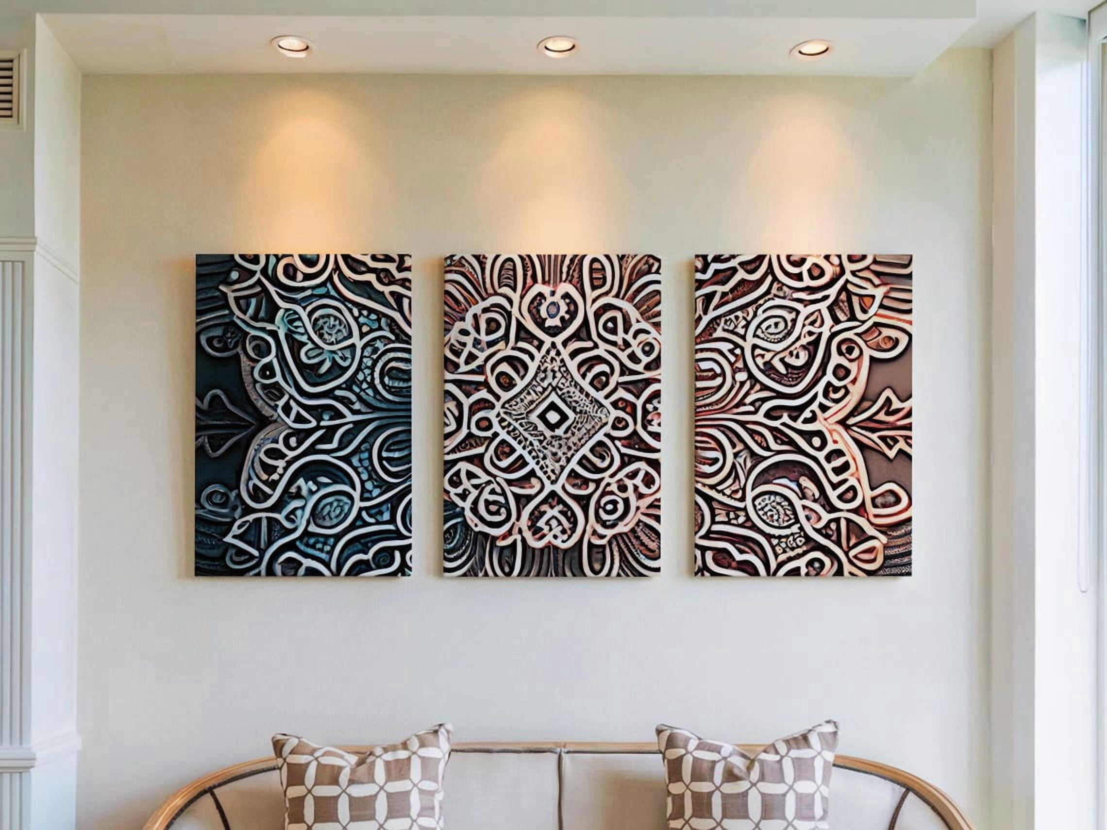 Meditative Labyrinth Mandala Prints Set Of 3, Ancient Script Spiritual ...