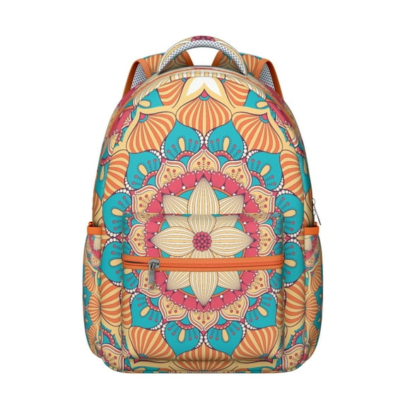 Meditative Mantra Printed Backpack - Adjustable Sternum Strap Bookbag, Comfortable Campus Backpack Gift for Long Lectures