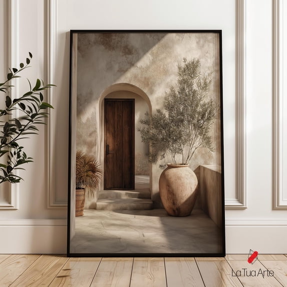 Mediterranean Archway Print, Neutral Beige Doorway Artwork, Earth Tone ...