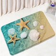 thumbnail image 1 of Mediterranean Bath Mat Set Blue Wooden Panel StarConch Beach Carpet Home Bathroom Decoration Non-slip Rugs Toilet Lid Cover, 1 of 5