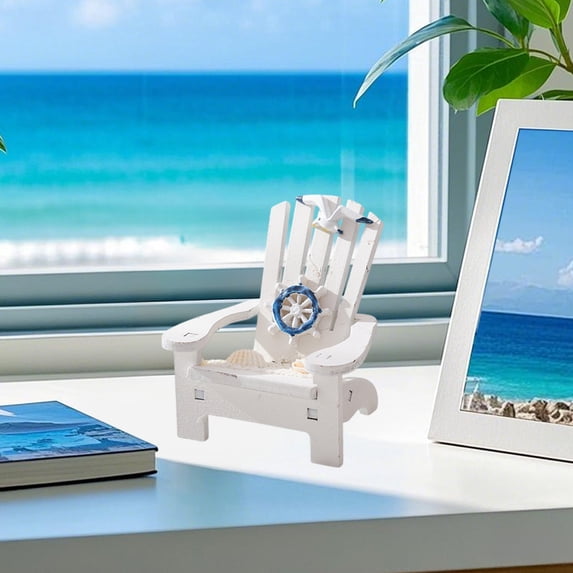 Mediterranean Beach Chair Decor,Beach Chair Ornament Cute Decorative,Wooden Mediterranean Style Decor for Home Tabletop Living Room Bedroom Festive Display