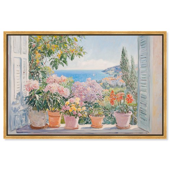 Mediterranean Blooms Canvas Spring Color Prints by Art Remedy, Gold Frame, 45 x 30