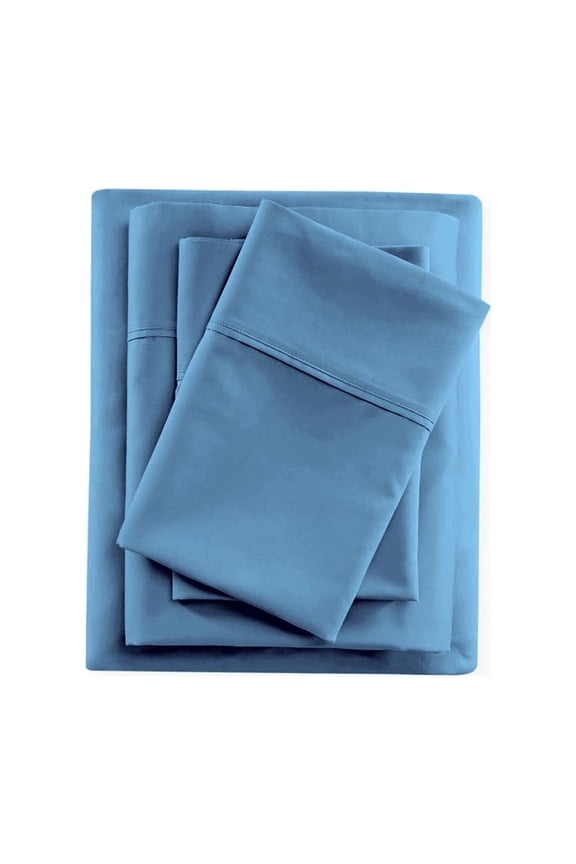 Mediterranean Blue King Size Sheet Set Soft Brushed Bed Sheets Microfiber Hotel Luxury Set of 4 Pieces – Flat Sheet Fitted Sheet 2 Pillowcases 15 " Deep Pocket Fade Wrinkle Stain Resistant Bedding