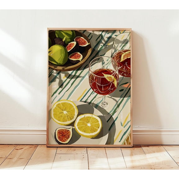 Mediterranean Brunch Citrus Fig Still Life Colorful Kitchen Unframed Paper Print