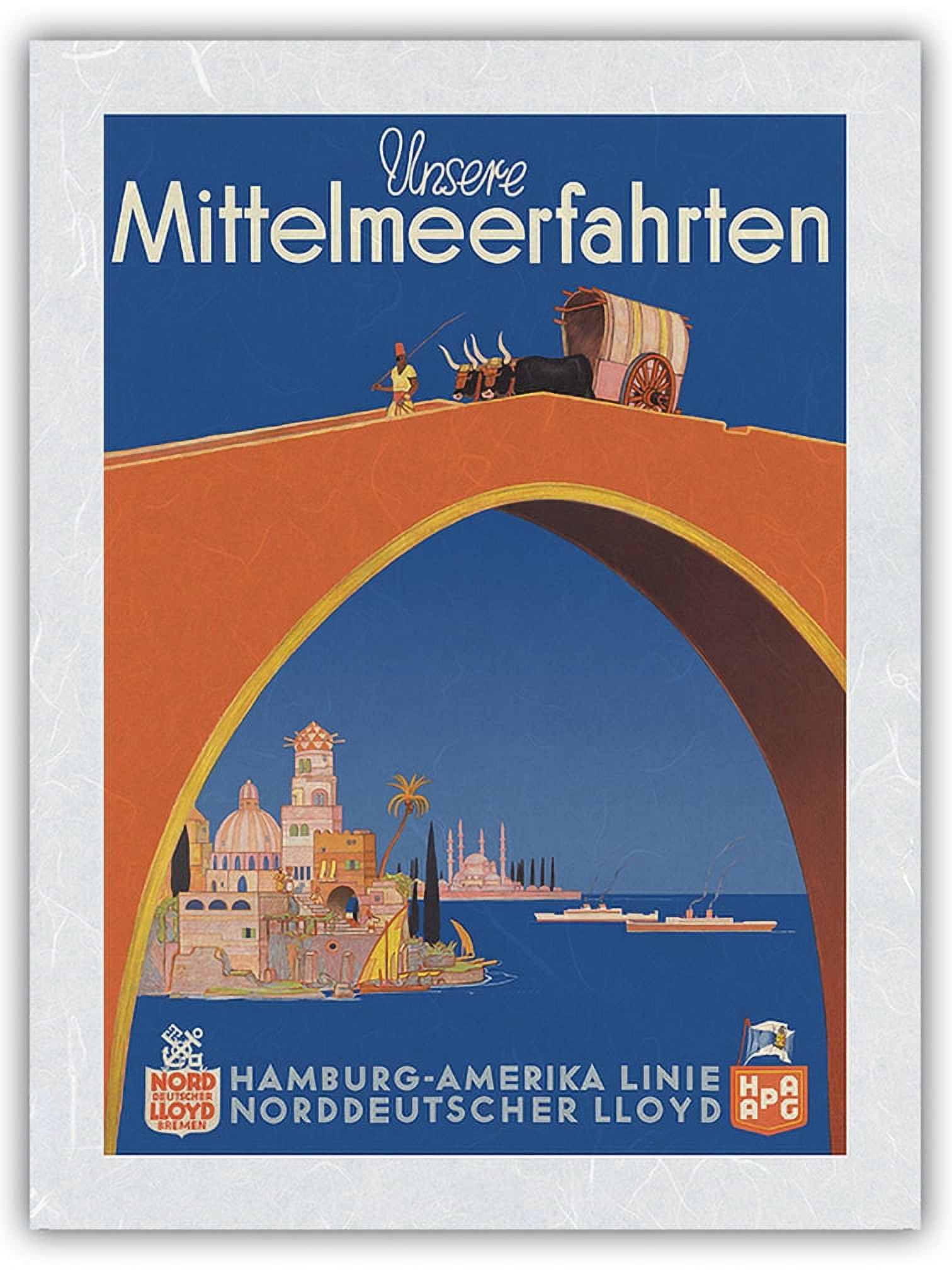Poster Viaggio Vintage Hamburg Amerika Line, Fiume Amazon, Pappagallo, 24x36 Pollici
