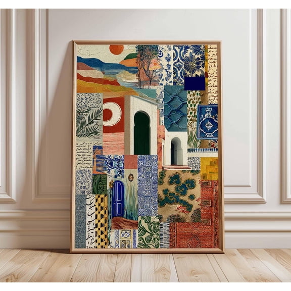 Mediterranean Door Tile Collage Poster Unframed Paper Print