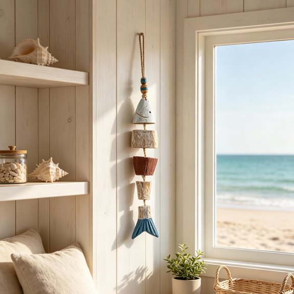 Mediterranean Fish Bones Hanging Pendant Oceans Style Home Wall Hanging Decoration Fish Shaped Jewelry