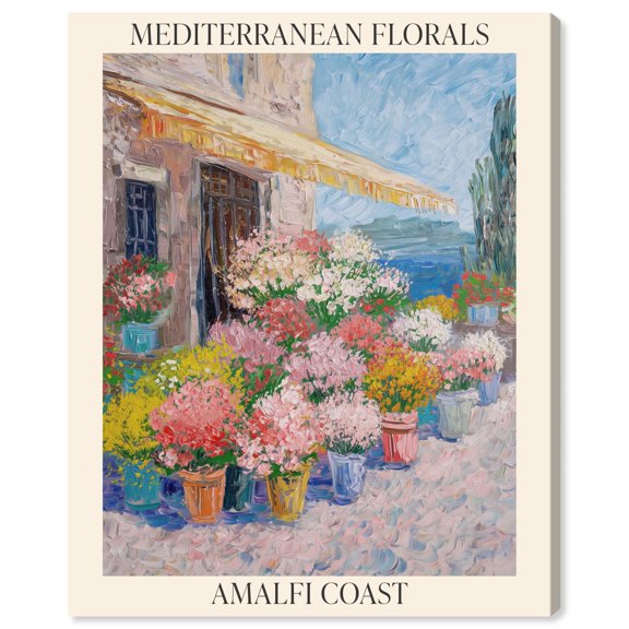 Mediterranean Florals Amalfi Canvas Monet Inspired Poster by Art Remedy, Gallery Wrapped, 24" x 30"