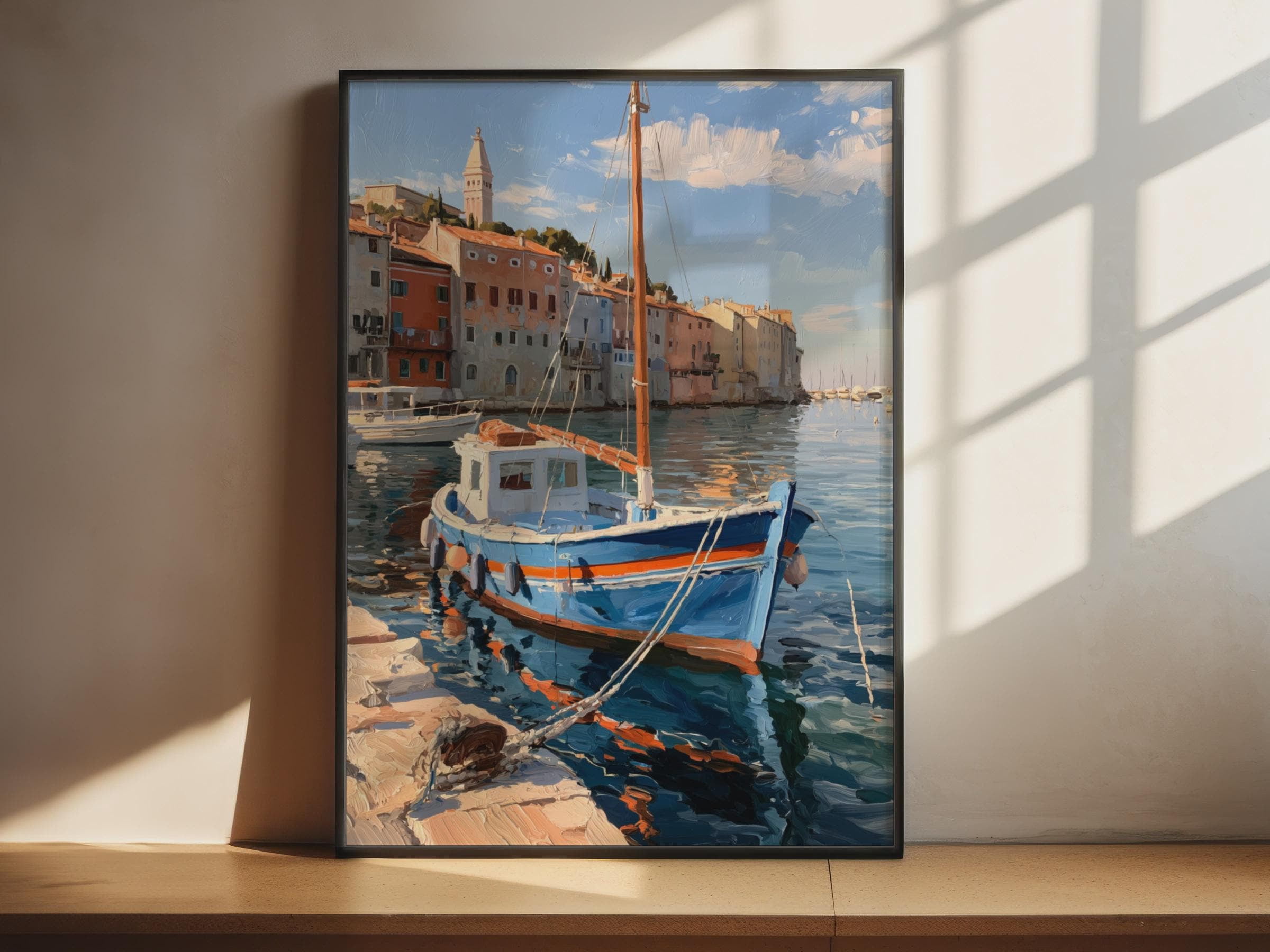 Stoddle Fish Mediterranean Harbour Fishing Boat Coastal Town Adriatic Rovinj Poster ...