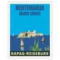thumbnail image 1 of Mediterranean Holiday Cruises - Hamburg-American Line HAPAG - Vintage Ocean Liner Travel Poster by Albert Fuss c.1935 - Fine Art Matte Paper Print (Unframed) 11x14in, 1 of 4