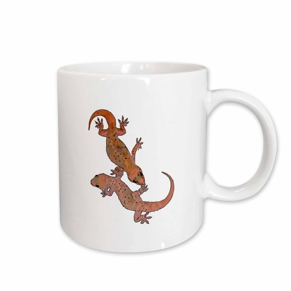 3drose, Mediterranean House Lizards Black Outline Vector, 11oz Mug