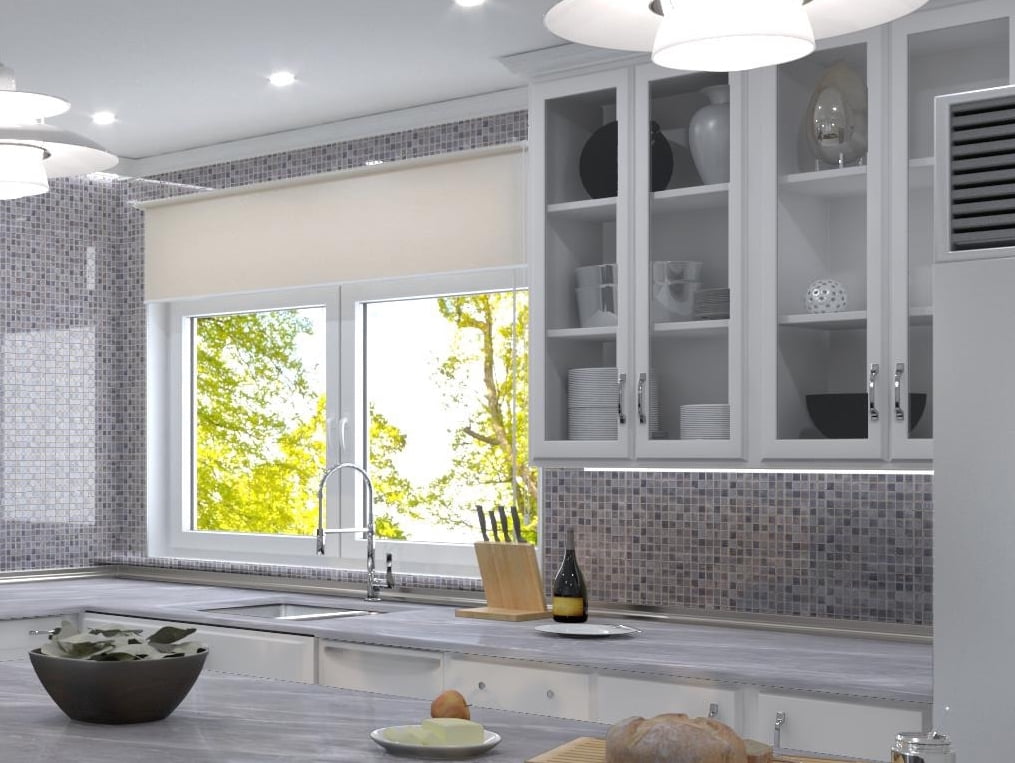 Mediterranean Kasbbah Grey 1-in. Marble Look Polished Glass Mosaic Wall and Floor Tile