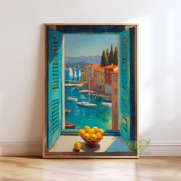 Mediterranean Kitchen Window Art, Unframed Paper Poster 8x10in