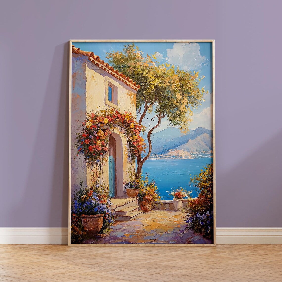Mediterranean Landscape Wall Art Print European Coastal Spanish Home ...