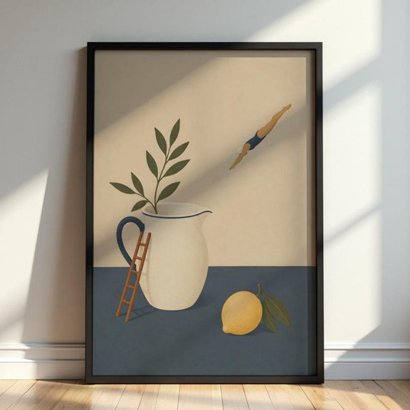 Mediterranean Lemon Dive Poster, Unframed Paper Poster 8x10in