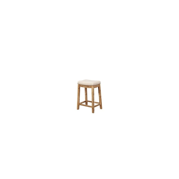 Mediterranean Mastery Counter Stool 16" W x 16" D x 26" H Natural Wood Finish Seat with Sturdy Legs Ideal for Kitchen Islands or Bar Counters