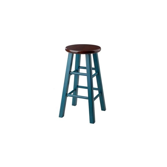 Mediterranean Mingle 24" Counter Stool Rustic Teal w/ Walnut Seat