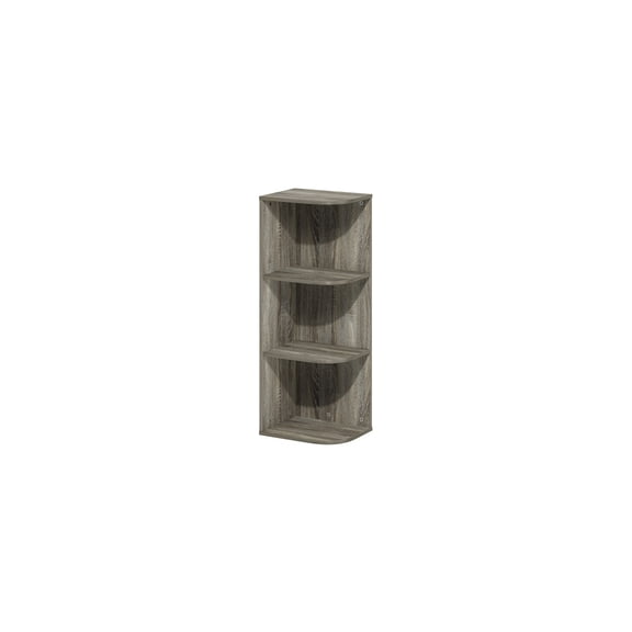Mediterranean Mingle 3-Tier Corner Open Shelf Bookcase 9.3 x 12.01 x 31.5 Inches Composite Wood Ideal for Small Spaces Holds 10 lbs