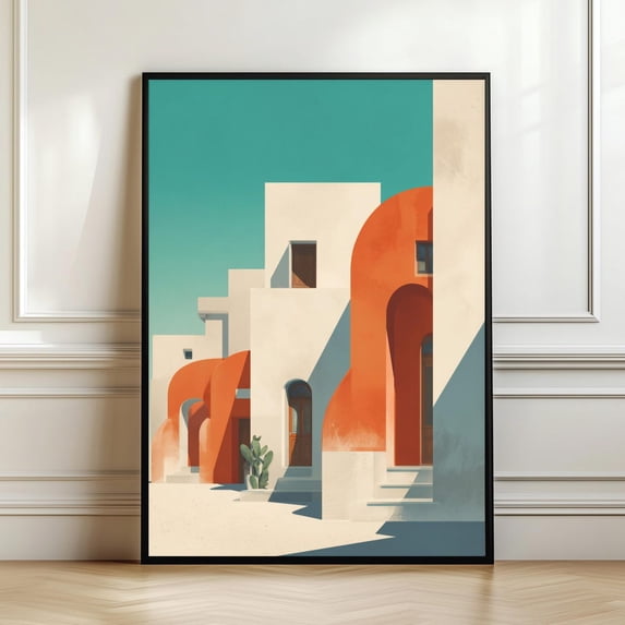 Mediterranean Minimal Architecture Poster, Abstract Coastal, Modern ...