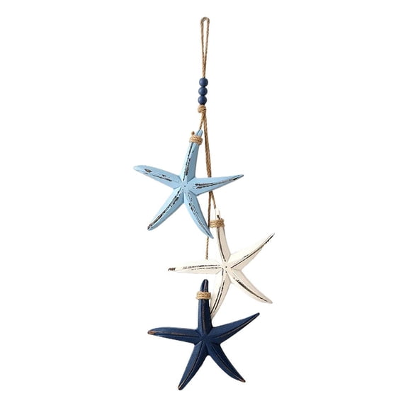 Mediterranean Nautical Wall Hanging Decor, Rustic Wood Starfish Decor, for Home, Cafe, Restaurant, Bathroom, Ocean Theme Wall Art
