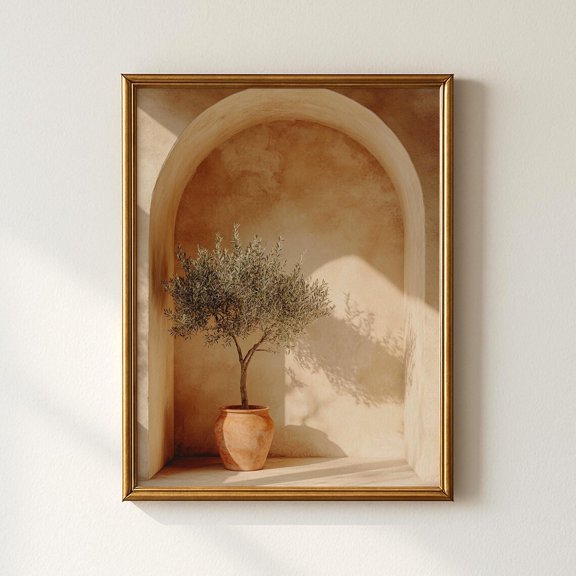 Mediterranean Olive Tree Arch Print, Unframed Paper Poster 8x10in