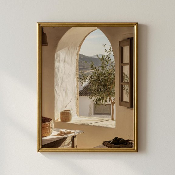Mediterranean Olive Tree Arch Print, Unframed Paper Poster 8x10in
