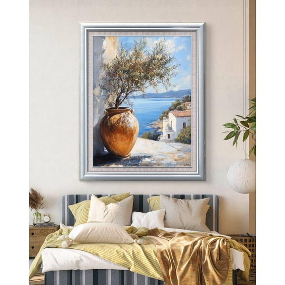 Mediterranean Olive Tree Greek Coastal Print, Unframed Paper Poster 8x10in