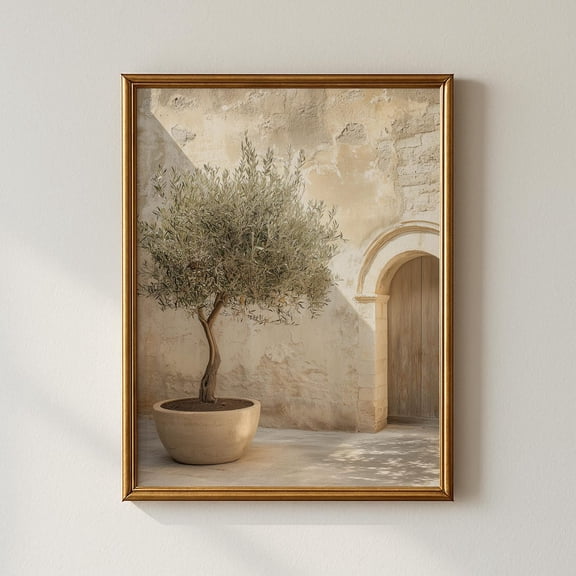 Mediterranean Olive Tree Minimalist Print, Unframed Paper Poster 8x10in