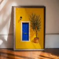 Mediterranean Olive Tree Wall Art Print, Blue Italian Doorway Coastal ...