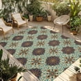 thumbnail image 1 of Mediterranean Outdoor Rug 5x8 Ft - Reversible Patio Rug Outdoor Camping Rugs, Vintage Morocco Abstract Pattern Brown Green Indoor Outdoor Area Rugs, Non-Slip Outdoor Carpet Runner for Deck/Porch, 1 of 8
