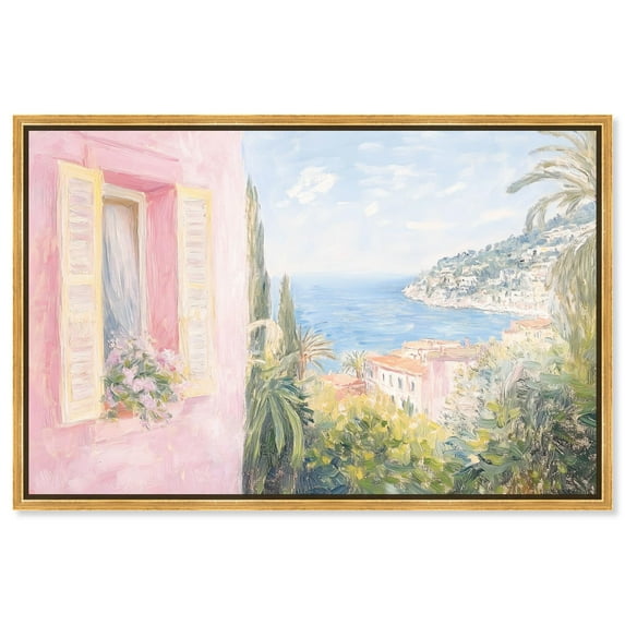 Mediterranean Pink Canvas Spring Color Prints by Art Remedy, Gold Frame, 54 x 36