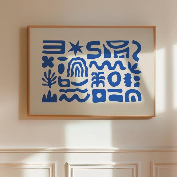 Mediterranean Print Trendy Wall Art, Abstract Blue Art Print Abstract Cutout Art Print Blue & White Greek Art Matisse Inspired Print UNFRAMED PAPER POSTER, Home Decor, Vintage Gift
