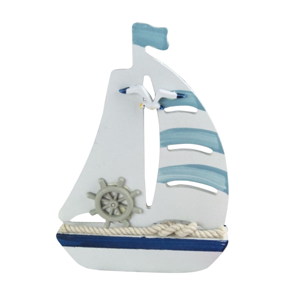 Mediterranean Sailing Boat Ornaments Solid Wood Sailboat Artistic